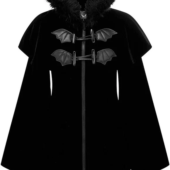 Killstar night fever bat black winter coat with hood size Large brand new - Picture 3 of 7